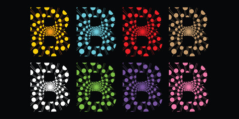 Set of letter B designs. Letter B style with various colored light rays © Widy Amelia Putri