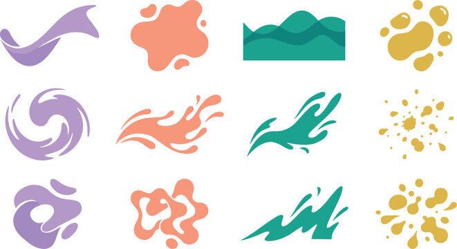 Abstract Fluid Liquid Splashes And Blob Shapes Vector Element Set
