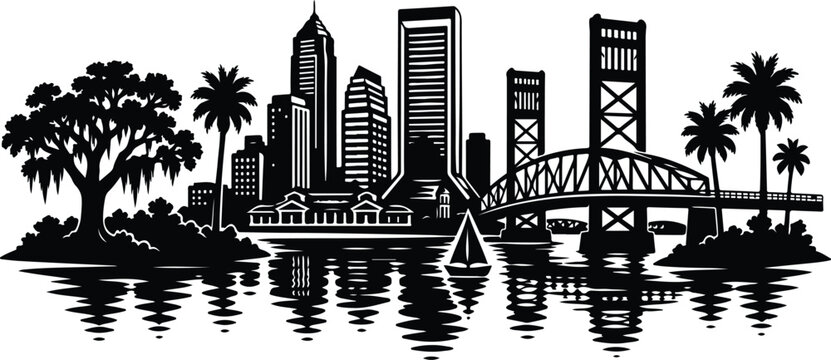 Columbus Skyline Silhouette Landscape Vector Illustration