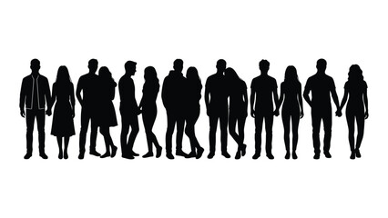 Black silhouettes of people standing in a row © Rono