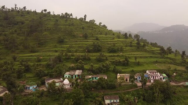 A small village of Uttarakhand showing terrace farming culture of the hills
