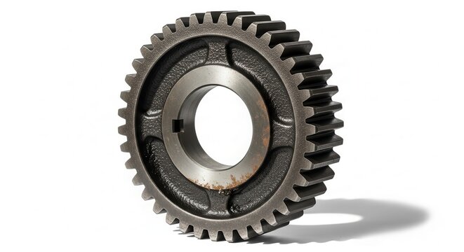 Industrial Metal Gear Wheel Isolated on White Background