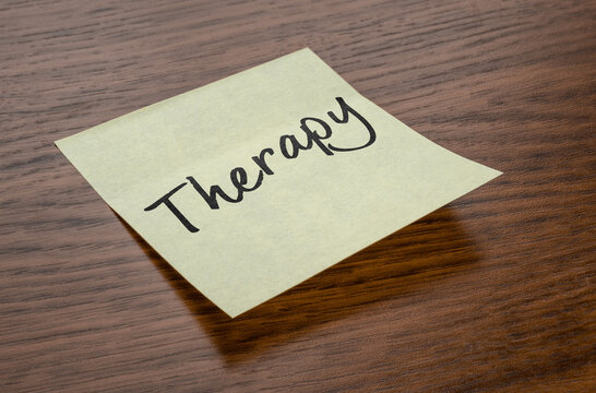 Sticky note with the text Therapy