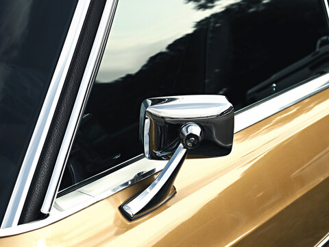 Golden Vintage car sideview mirror
