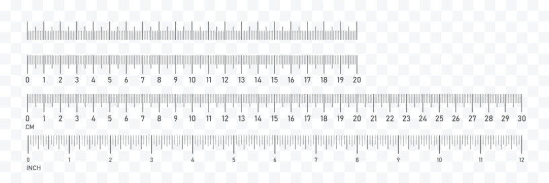 Horizontal measuring ruler with a mark of 20CM, 30 centimeters.Measuring tool. Ruler scale measure.Mathematics of measuring distance, height or length or sewing tool.Vector illustration.