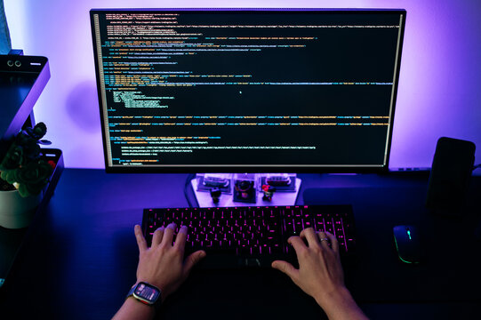 Computer screen with programming code abstract technology background of software developer and computer script. Information technology concept, web resource development