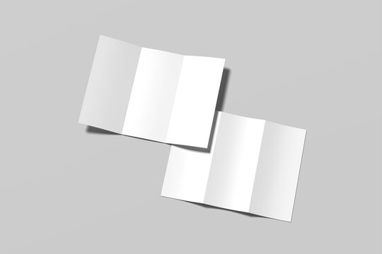 Trifold Brochure Blank Mockup 3D Render