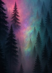 Obraz premium Vibrant mystical forest scene.