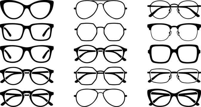 eyeglasses frames outline collection vector set