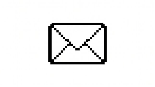 Minimalist black pixel art email icon symbol