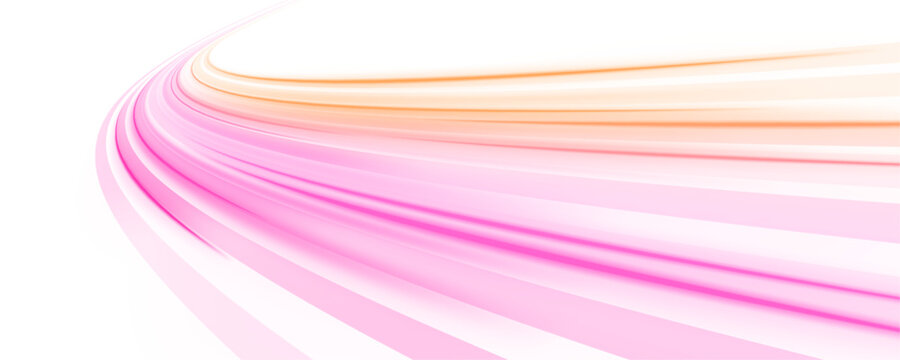 High speed neon car trails create a futuristic racing atmosphere. Glowing lines and curves show motion and acceleration. Vector PNG background for digital projects.
