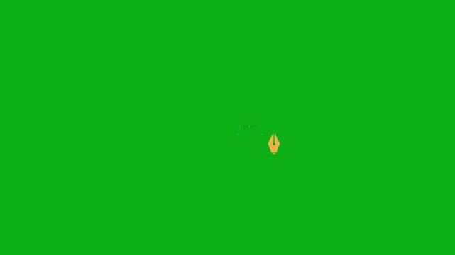 Fountain pen nib writing icon on green screen chromakey background 2d animated cartoon animation perfect for professional video editing chroma key compositing and stock footage production globally