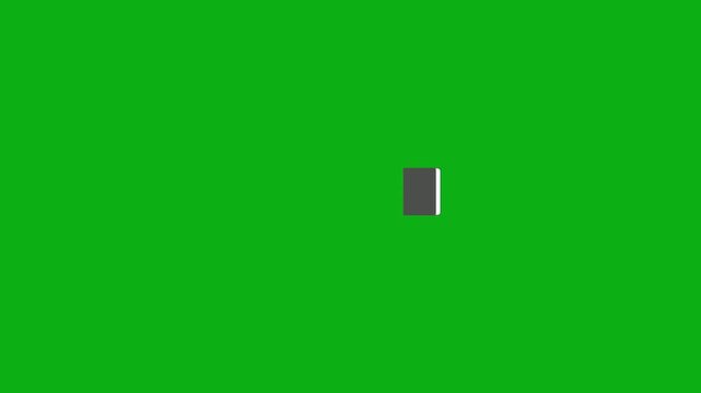 Closed book education icon on green screen chromakey background 2d animated cartoon animation perfect for professional video editing chroma key compositing and stock footage production globally