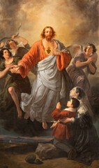 Fototapeta premium Crema - The painting of Heart of Jesus in the church Chiesa di San Benedetto by Pietro Racchetti (1809 – 1853).