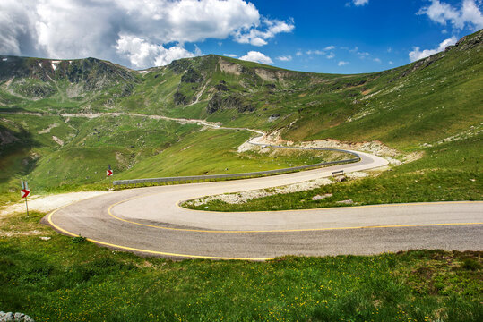 curves on the famous Transilvania road winding throught Romania in the Carpathians