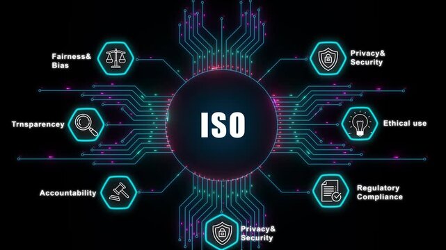 International ISO standards for corporate artificial intelligence management, ensuring transparency and security across ethical digital governance business systems.
