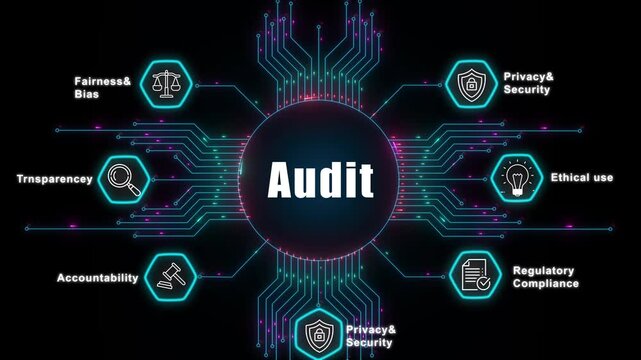 Independent audit for corporate artificial intelligence systems, verifying transparency and fairness while ensuring ethical data security compliance governance.
