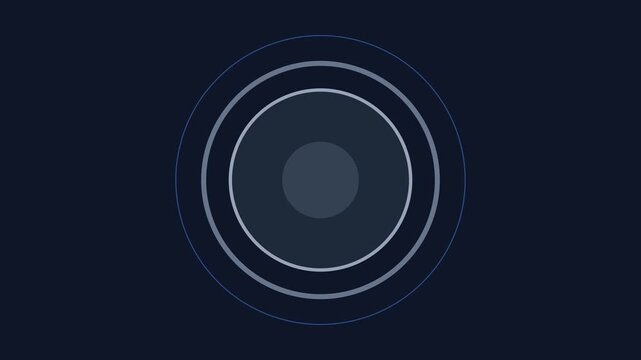Minimalist concentric circles motion background, pulsing blue rings animation for modern digital interface and tech presentation 4k