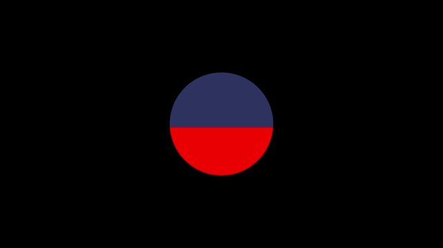 Blue and Red Circle Divided Horizontally on Black Background half