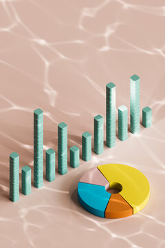 Graph diagram by multi colored pie chart