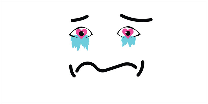 Crying face. Comic emotion. Cartoon sad character Illustration of an excited flork meme