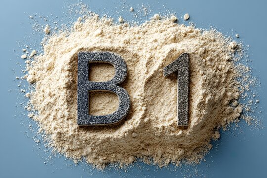 B1 letters on powder pile, concept of supplements or nutrition