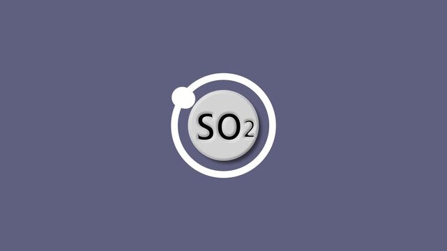 S O2 Chemical Formula Icon with Circle and Dot on Purple Background sulfur dioxide science