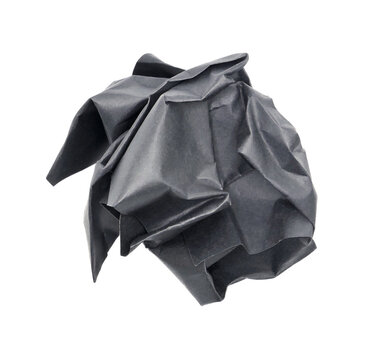 Crumpled Black Paper Ball Isolated Transparent Background