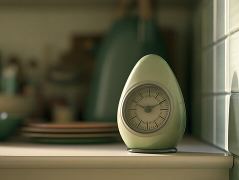 Vintage Egg Shaped Kitchen Timer on Windowsill in Cozy Home