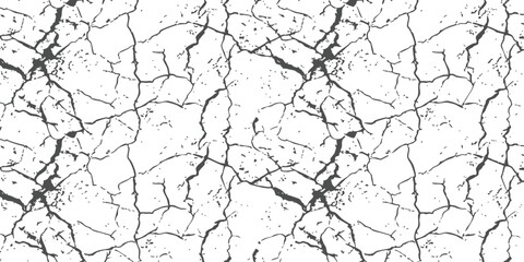Obraz premium Black and white cracked texture pattern with lines and dry earth effect for design and graphic backgrounds