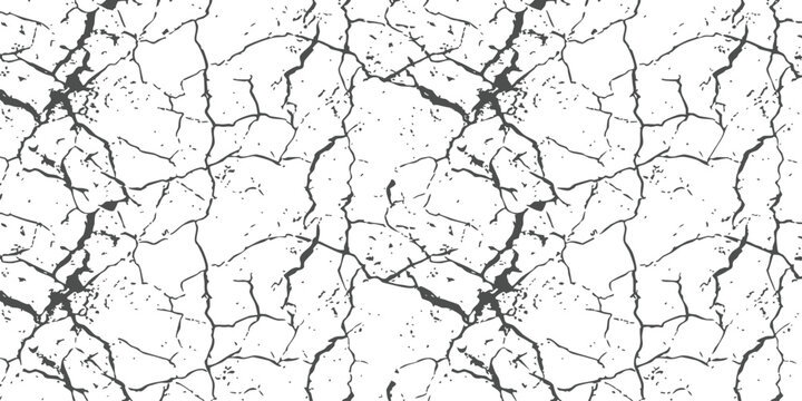 Black and white cracked texture pattern with lines and dry earth effect for design and graphic backgrounds