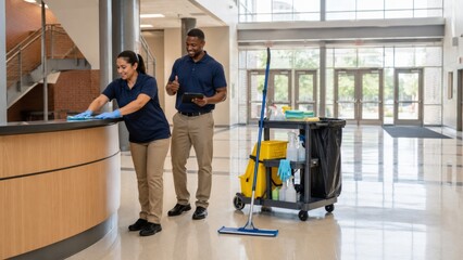 Fototapeta premium Professional Cleaning Staff Training