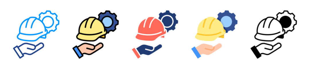 Fototapeta premium Hard Hat Icon Sheet Multiple Style Collection 