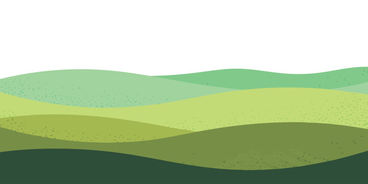 Abstract green rolling hills landscape with layered wavy shapes and subtle texture for a natural background