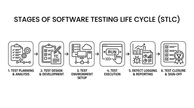 Detailed Diagram of Software Testing Life Cycle Stages and Processes.