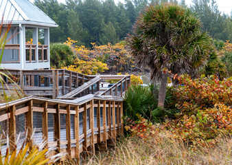 Fototapeta premium beach house with wooden walkway