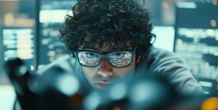 Indian male software developer focused on futuristic coding and technology