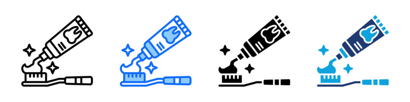 Toothpaste Icon Set Multi Style Vector Illustration