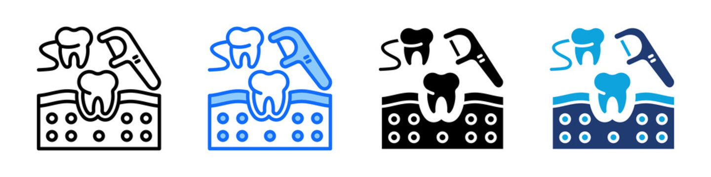 Dental Floss Icon Set Multi Style Vector Illustration