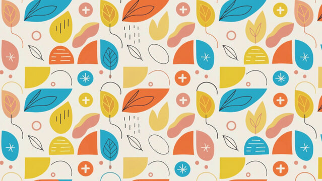 seamless abstract geometric pattern, Memphis style with colorful vector background 
