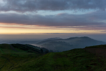 Fototapeta premium Early morning sunrise in December on the Malvern Hills in Worcestershire, England