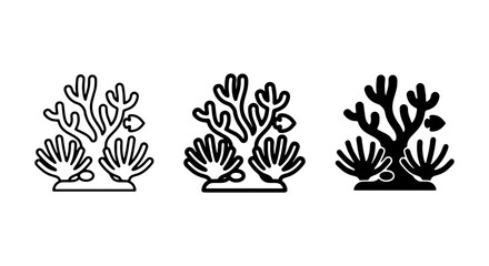 Coral Reef Icons, Marine Life Vector Set, Underwater Ecosystem Graphics, Ocean Flora and Fauna © VECTOR STORE