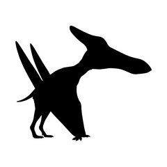 Silhouette of a Pterodactyl flying dinosaur icon. © Maulana