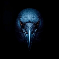 Obraz premium Dark crow face glows against black background