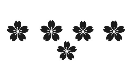 Fototapeta premium Black cherry blossom sakura flower silhouettes on white background.