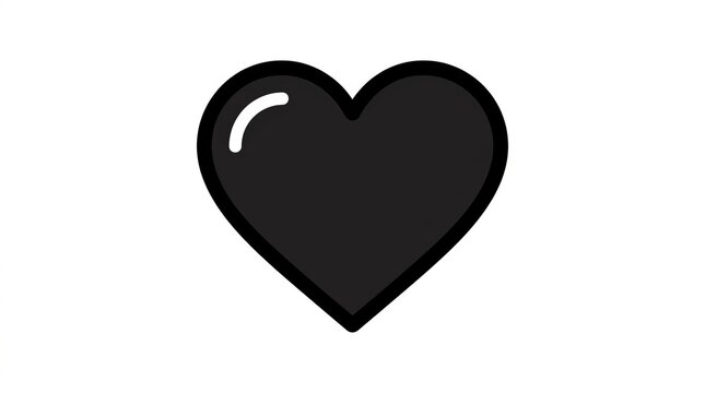 Black Heart Icon, Simple Graphic Symbol, Love Element, Isolated