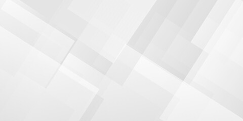 Fototapeta premium Geometric white and gray overlap triangle cube technology brochure diamond web design. minimal rectangle white web material triangle overlay tech element transparent layers banner background.