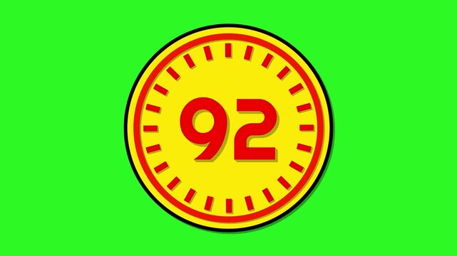 Number 92 with circular animation on green screen background. 92 days to go. 92 days left