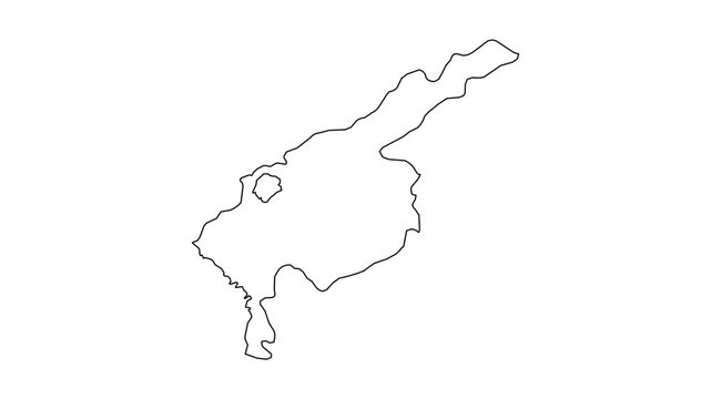Animation of drawing contour map outline of regional geographic border.