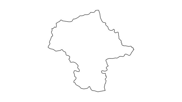 Masovian Voivodeship map animation showing outline drawing of Polish administrative region on white background.